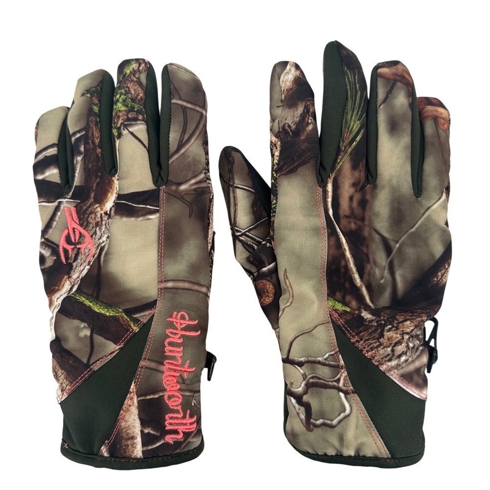 Huntworth Womens Camo Hunting Gloves Pink Fleece Lined Touchscreen Size L 1145-L